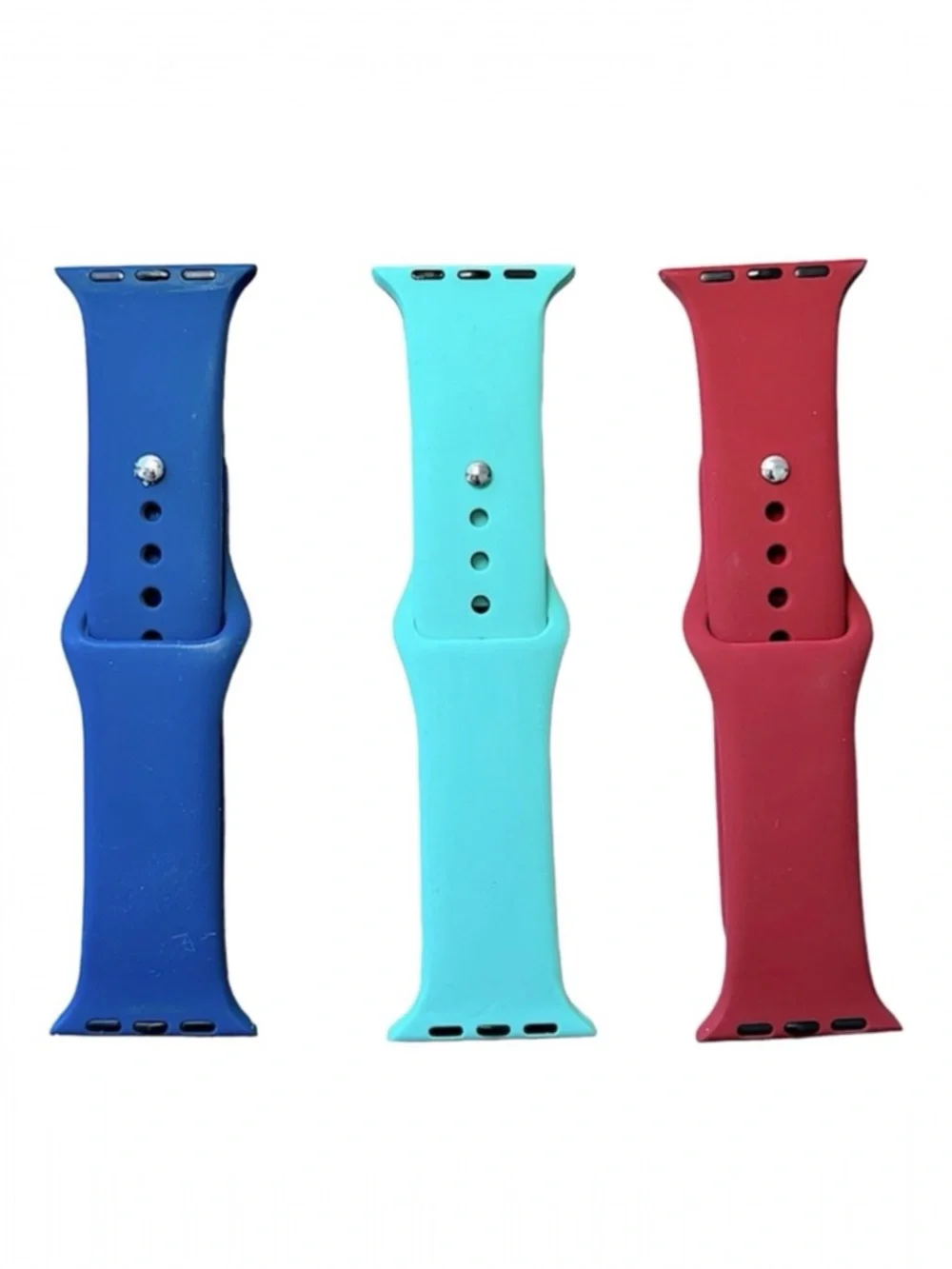 Apple Watch Bands 38 40mm Silicone Sport Strap Set 3pc Navy Red Blue S - M - Picture 2 of 16